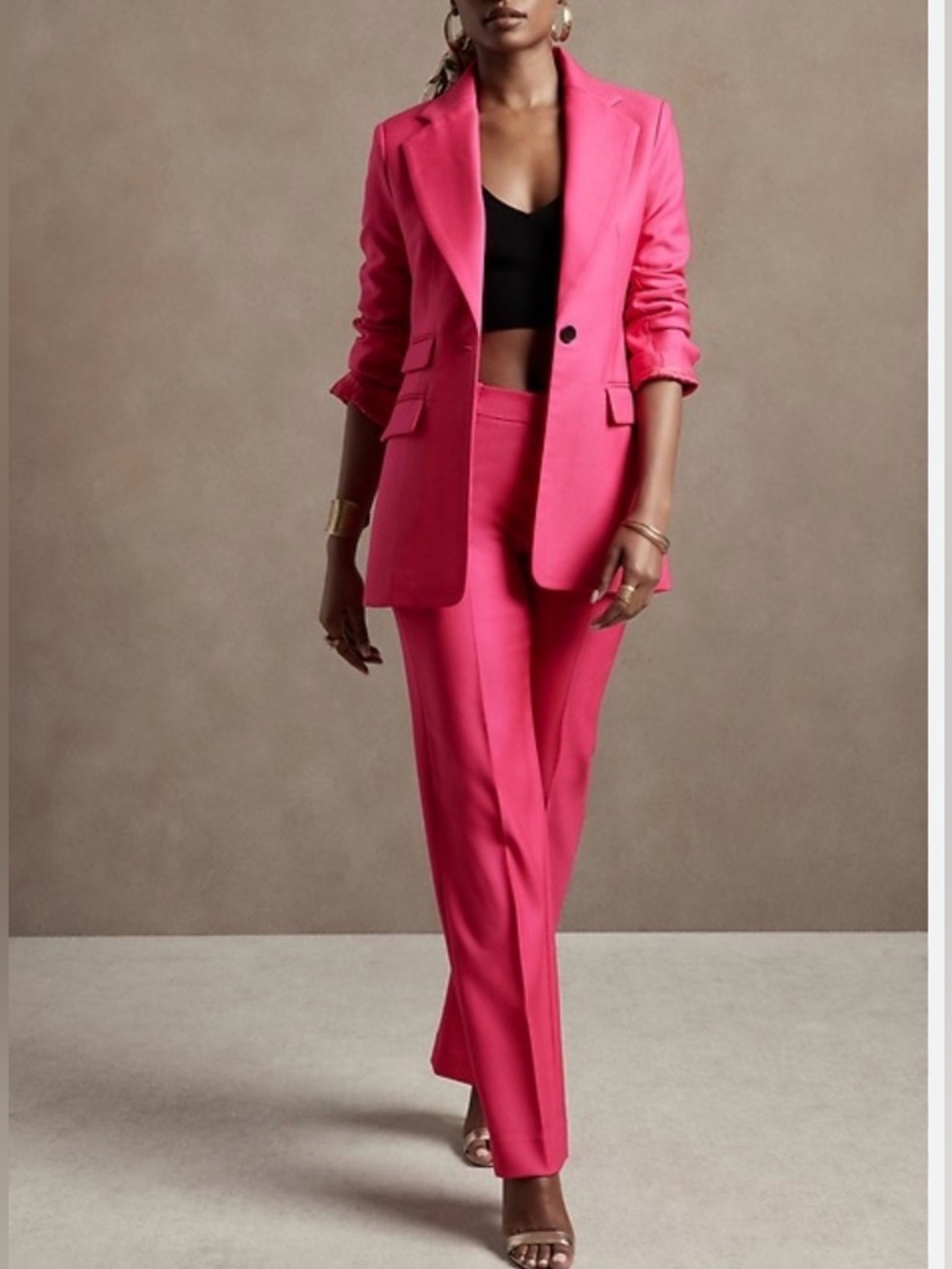 Banana Republic Lido Suit in Bright Peony Pink